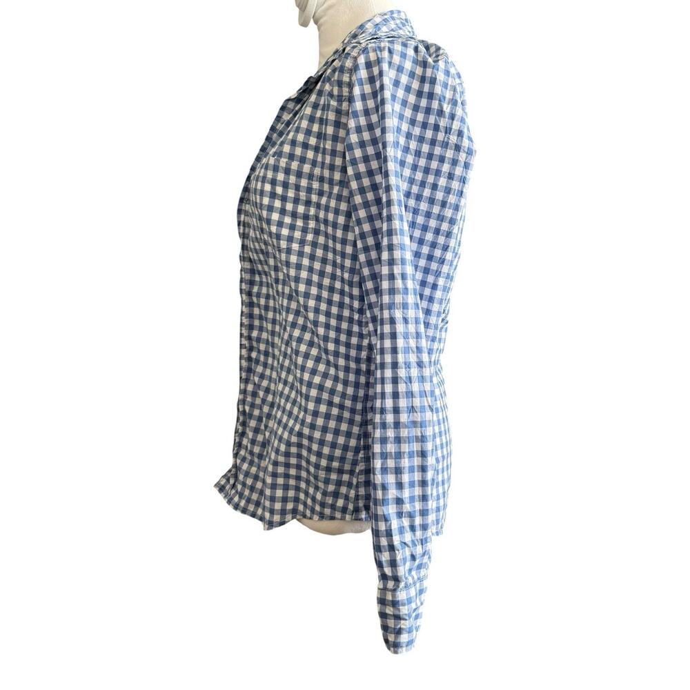 Frank & Eileen Barry Blue White Gingham Cotton Button Up Shirt Medium - Picture 3 of 9